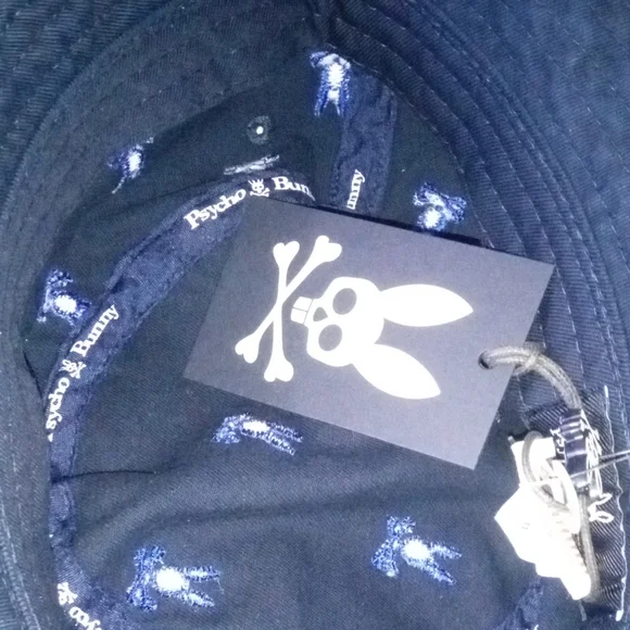 *Psycho Bunny Blue Fishermen's Hat w/ Royal Blue Bunnies-Size: 24" Circumference - Picture 3 of 5